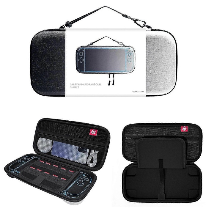Geanta de transport pentru console Nintendo Switch 2, protectie ecran, negru-alb, set inclus
