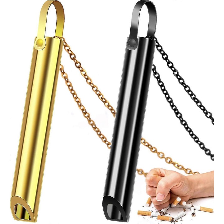 Colier de respiratie pentru renuntarea la fumat, set 2 bucati, ajutor pentru anxietate, aur-negru