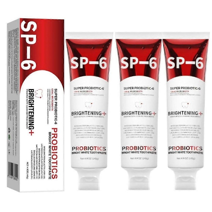 Probiotikus fogkrém, fehérítő, 140g, hatékony tisztítás, friss lehelet, 3 darabos készlet