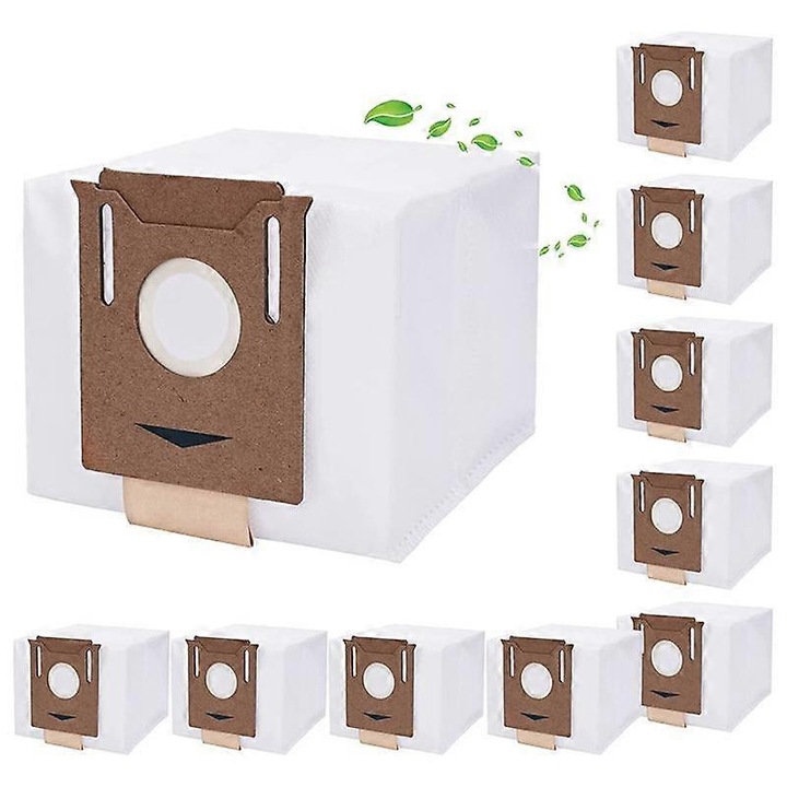 Set de 10 saci de schimb pentru aspiratoare Deebot N8+, N8 Pro+, OZMO T8, T8+, T9+, capacitate 3L, material non-woven