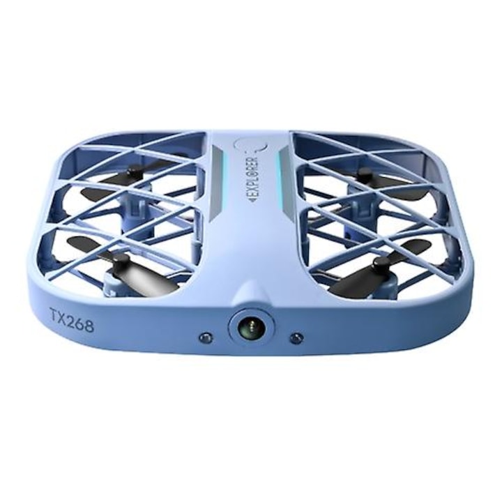 Drona Jjr/c H107 4K, 2.4G, 4CH, albastra, set, 100m distanta control, 6-8 minute zbor