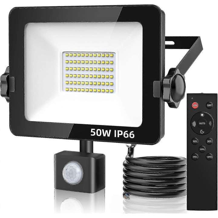 Proiector LED 50W Aomeya, 5000LM, control wireless, ajustabil, pentru exterior