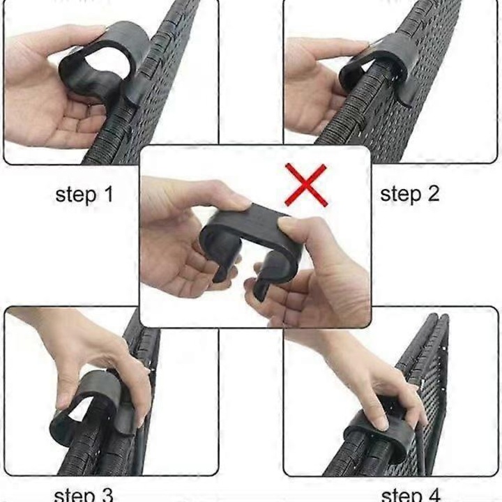 Set 10 clips de fixare pentru mobilier rattan, rezistente la intemperii, instalare fara unelte