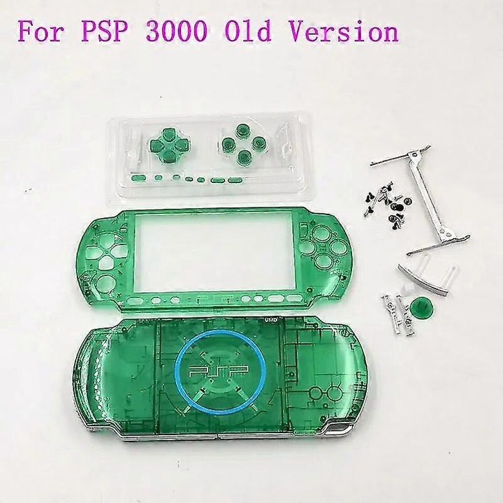 Komplett csere ház PSP 3000-hez, színek: fekete, fehér, kék, arany, gombkészlet