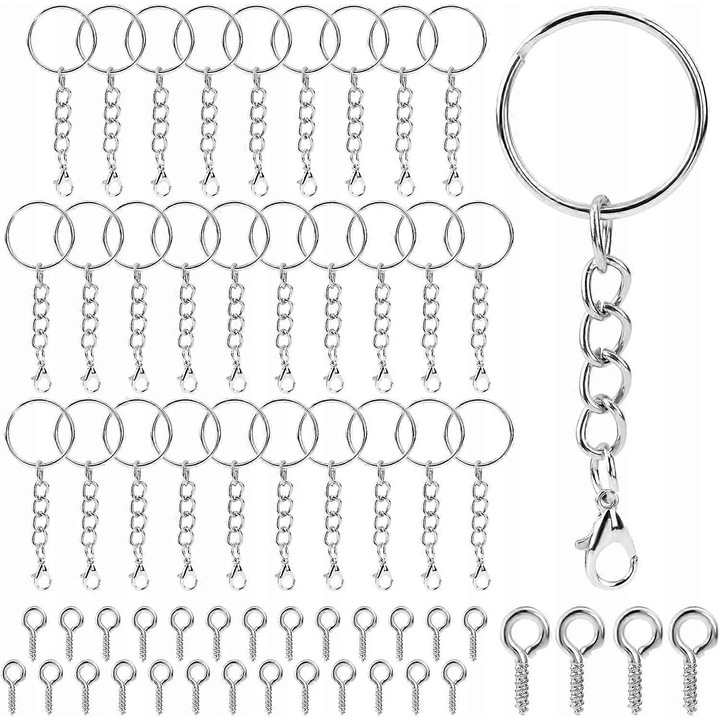 Set brelocuri 30 bucati, metal, usor, cu carabina