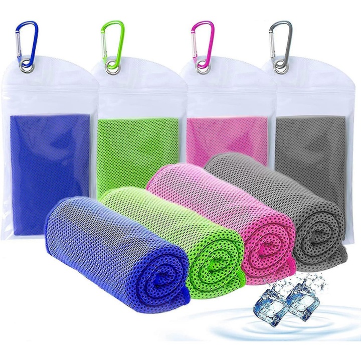 Комплект от 4 охлаждащи кърпи, микрофибър, абсорбиращи, многоцветни, 30x100 см