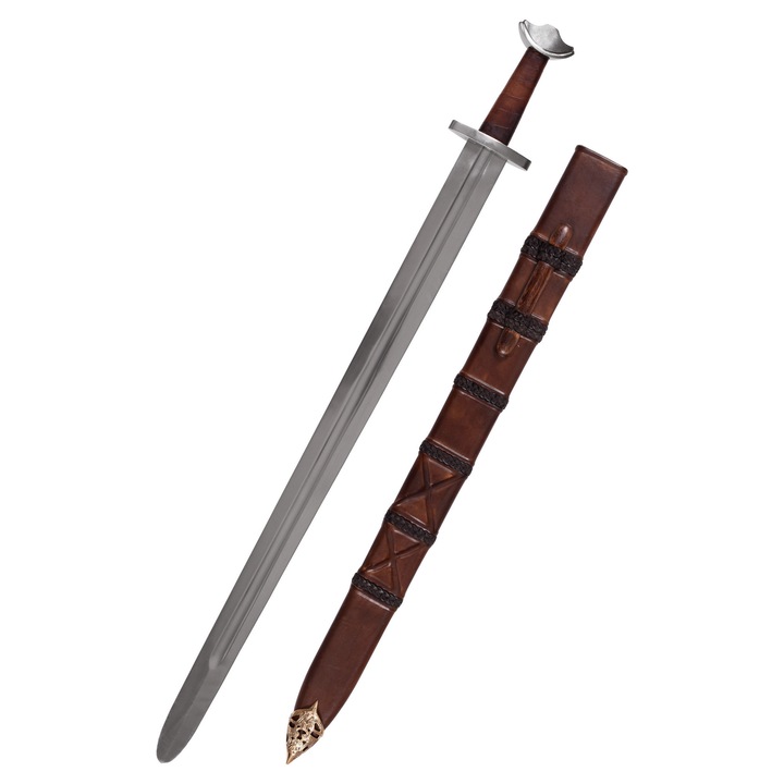 Sabie Vikinga cu Teaca, Battle-Merchant, versiune practica, otel elastic, 93cm