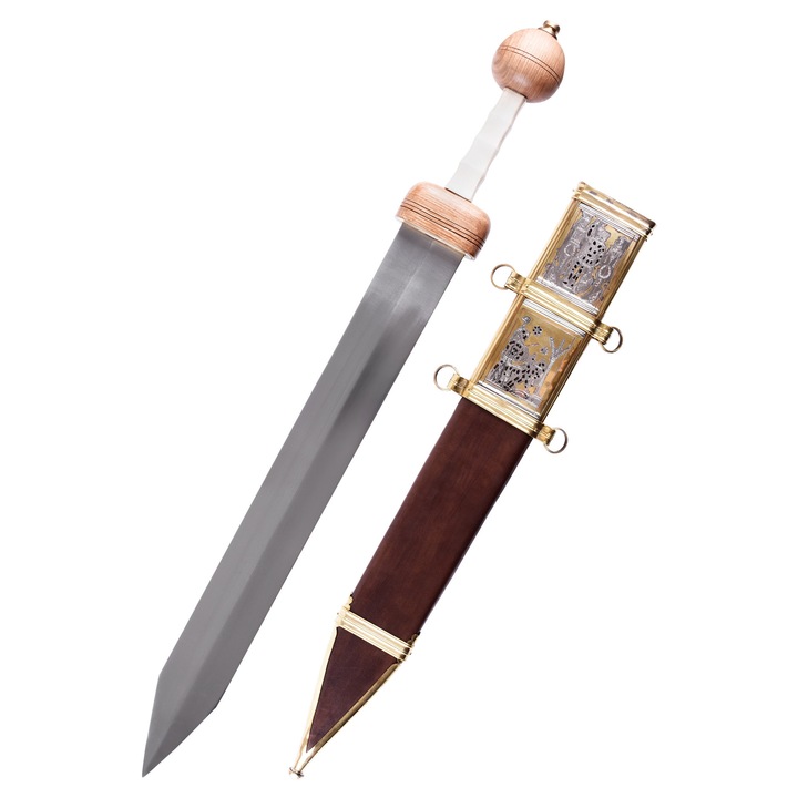 Римски меч с ножница, Battle-Merchant въглеродна стомана, дължина 68.8см, тегло 710г