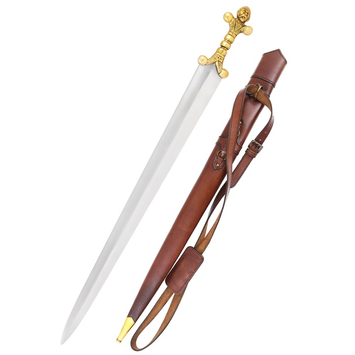 Sabie lunga celtica cu teaca, Battle-Merchant, otel elastic, 96cm, 1.65kg