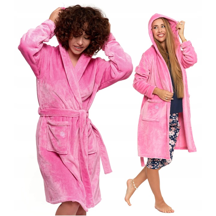 Női fürdőköntös, Moraj, meleg, puha, kapucnival, XL-es méret