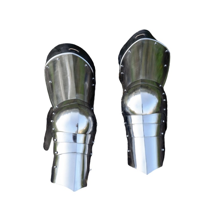 Armura de picior medievala, Battle-Merchant, 1.6 mm otel, lungime 55 cm, set complet