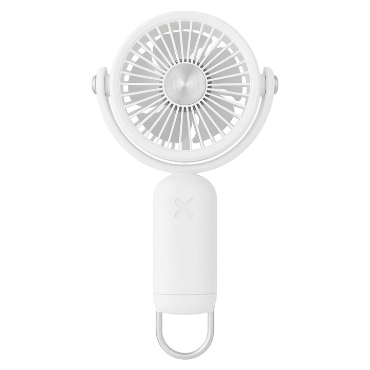 Oanhaus® hordozható ventilátor akkumulátorral, 3 sebességfokozattal, hordozható, multifunkcionális, újratölthető 8,7x4,3x17,3 cm fehér 360°