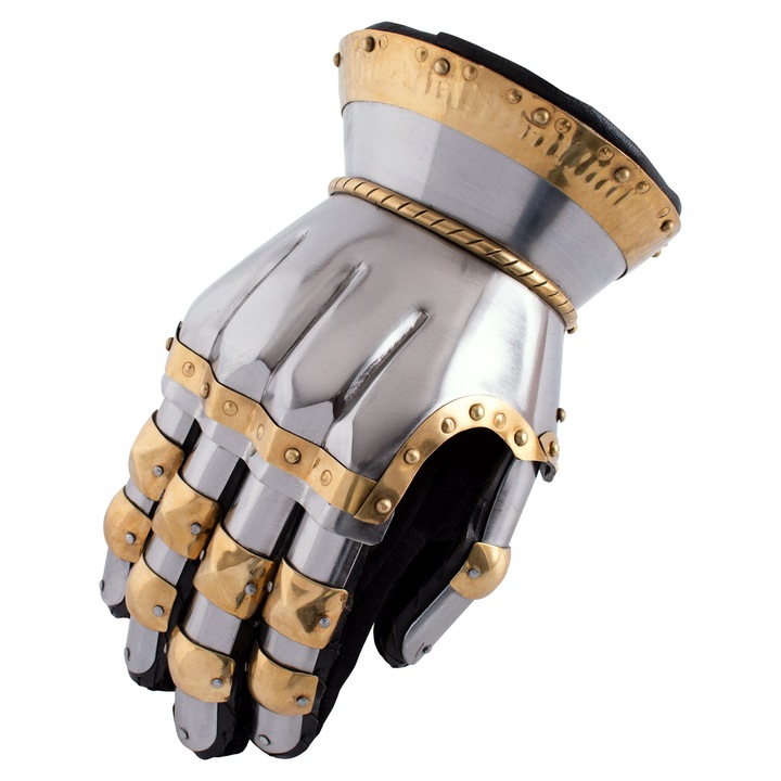 Manusi medievale Churburg, set, Battle-Merchant, 1.2 mm otel si alama, 28x13cm, marime mare