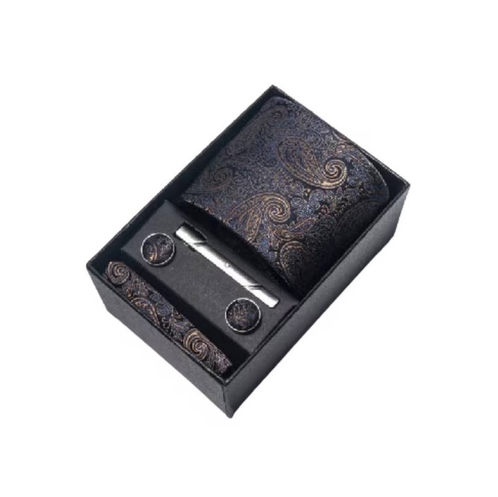 Set cravata/butoni/ac acravata/batista, Poliester, Multicolor, 145x7.5cm