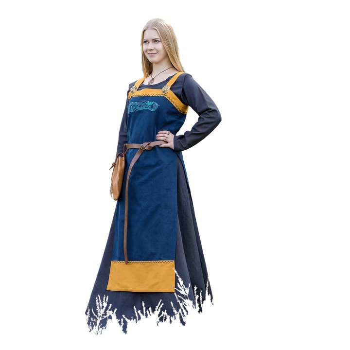 Sort viking Hilja cu broderie, albastru, marimea XL