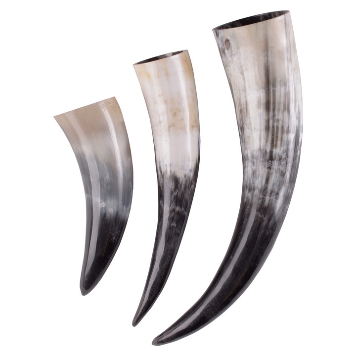 Pahar de baut din corn, Battle-Merchant, capacitate 0.6L, finisaj neted, culoare naturala