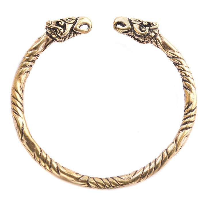 Nagy viking karkötő, bronz, állítható, madárfejekkel, 7.2x7.8x5mm