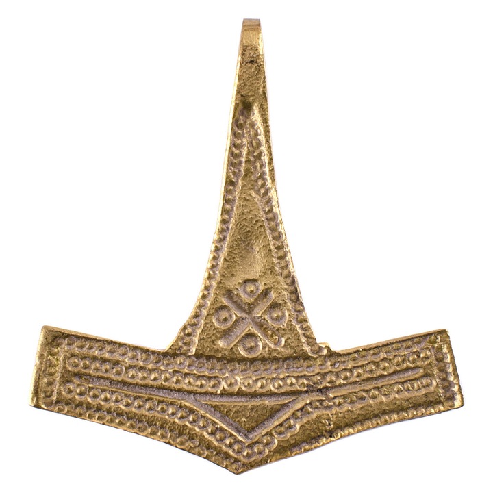 Medál Thor kalapácsa, Battle-Merchant, Sárgaréz, 5 x 4.3 cm, Arany