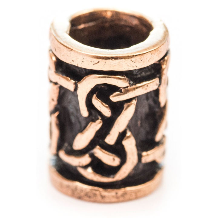 Díszes szakállgyöngy, Battle-Merchant, Bronz, Kelta csomó minta, 1.20 x 0.9 cm, Arany