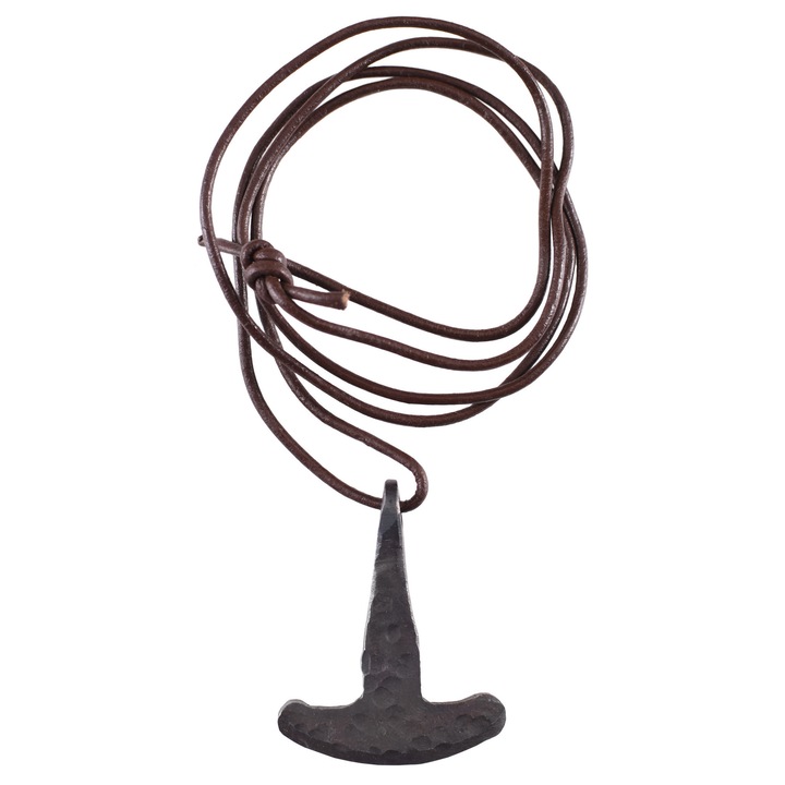 Thor kalapácsa medál, Battle-Merchant, Kézzel kovácsolt acél, 5 x 4 cm, Barna