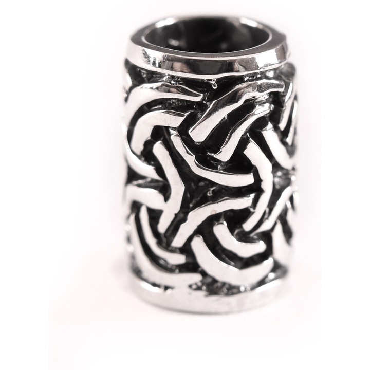 Gyöngy szakállra és hajra, Battle-Merchant, 925-ös ezüst, Kelta csomó, 1.30 x 9 mm, 0.6 cm belső átmérő, Ezüstszínű