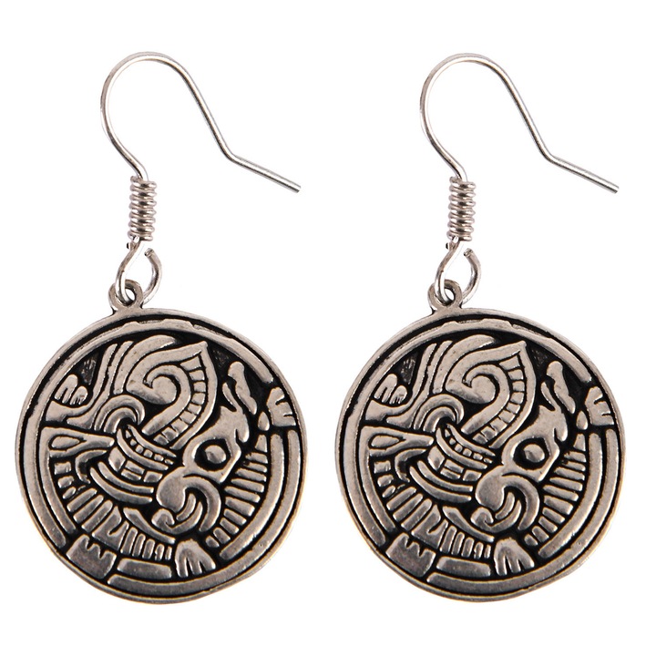 Viking fülbevaló Battle-Merchant, állatmodell, ezüstszínű, 2.5x4.5cm, 2 darabos szett