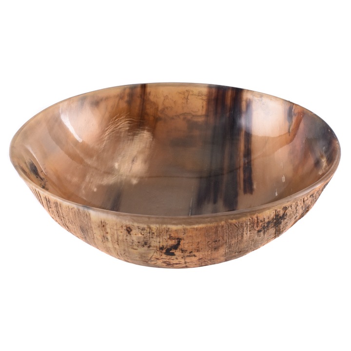 Bol din corn, Battle-Merchant, 21 cm, Maro