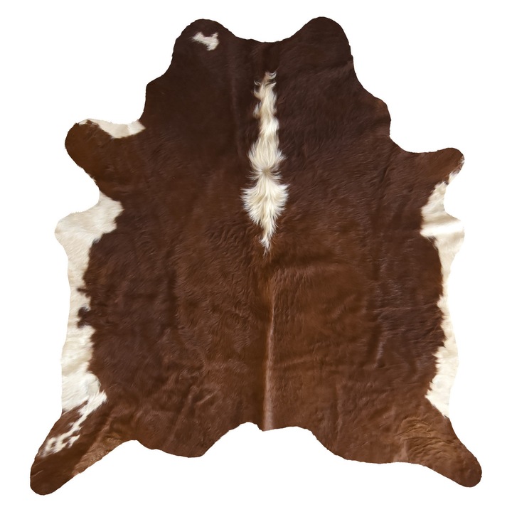 Covoare din piele de vaca, Battle-Merchant, 230x190cm, maro-alb