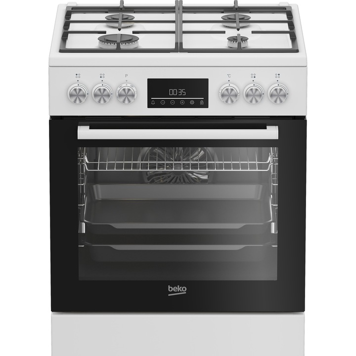 Печка BEKO FBM62330GWDTN, 60 см, A, Газова/Електрическа, LED екран