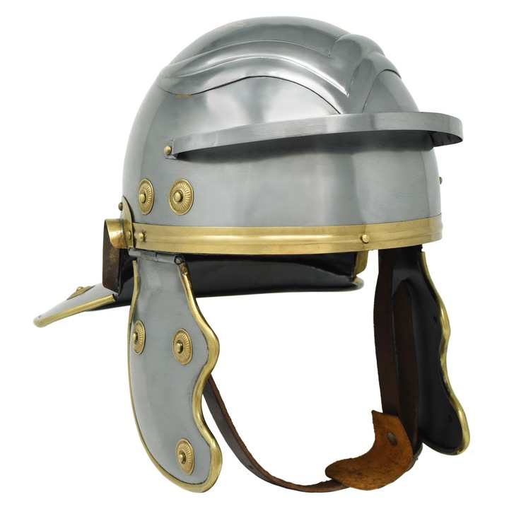 Casca Junior, Casca Romana pentru Copii, Otel si Alama, 57cm, 1.1kg