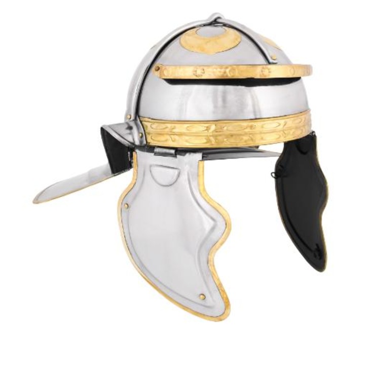 Casca Imperial Italic G, Battle-Merchant, Otel / Alama, Circumferinta cap pana la 60 cm, Argintiu / Auriu