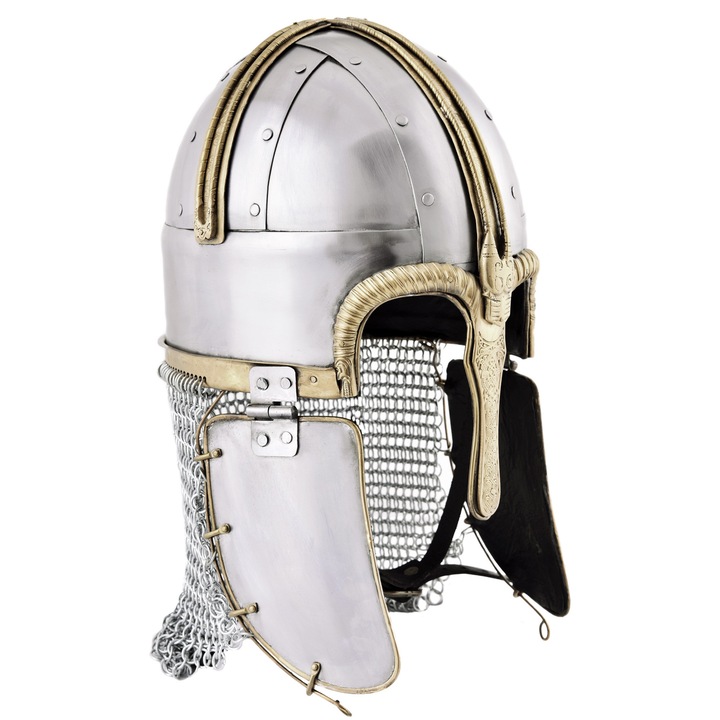 Бойна каска, Battle-Merchant, Стомана, Сребрист / Златист