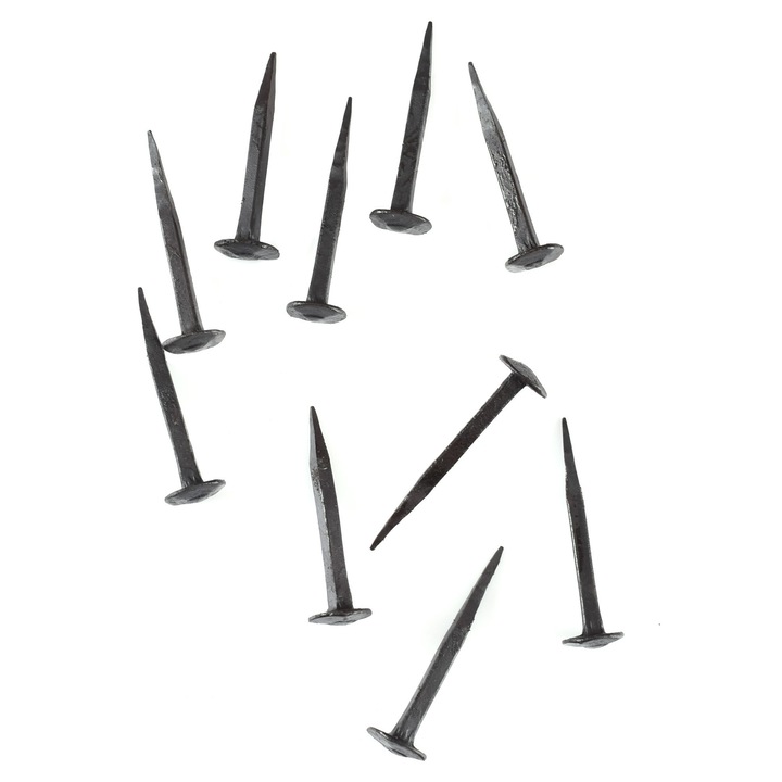 Set 10 Cuie forjate manual, Battle-Merchant, 50 mm, Aspect rustic, Negru