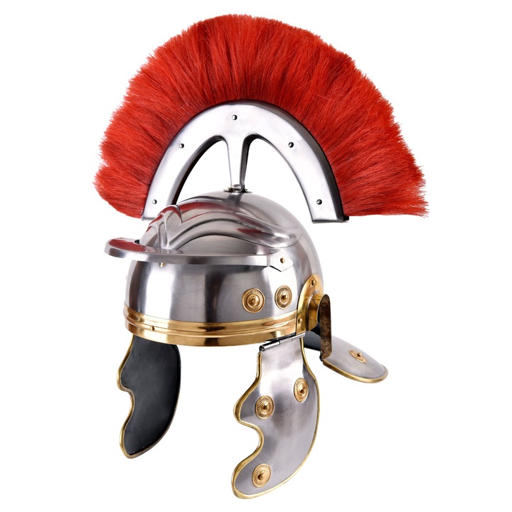 Casca romana de centurion cu pana rosie, Battle-Merchant, 61cm, 21.5x18.5cm, 1.9kg