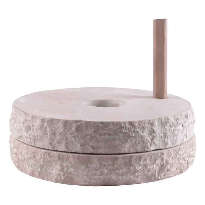 Moara manuala piatra, Battle-Merchant, 30 x 5 cm, Greutate 15 kg, Gri