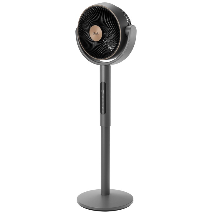 Levoit álló ventilátor, LPF-R432-AEUR, 110.8 cm, 28W, Hőmérséklet-érzékelő, 4 mód, 120 fokos oszcilláció, 12 sebesség, Csendes, Fekete-arany