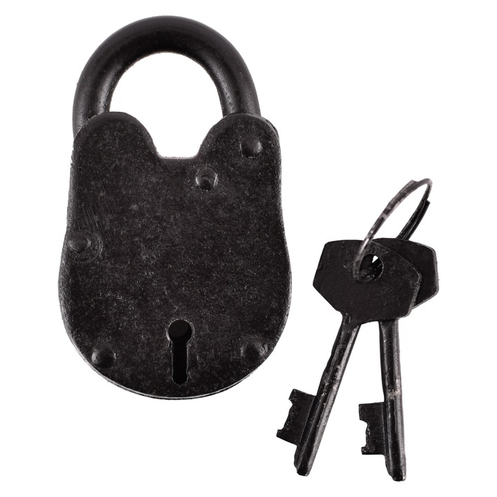 Lacat mic din otel, Battle-Merchant, 5.5x3.5cm, cu 2 chei