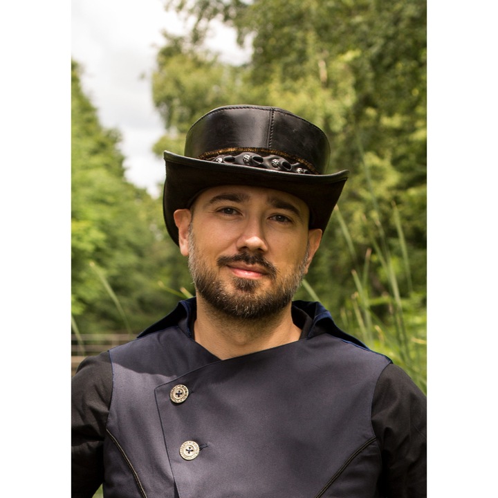 Palarie costum Epic Armoury, piele naturala, negru, 57x10,5cm