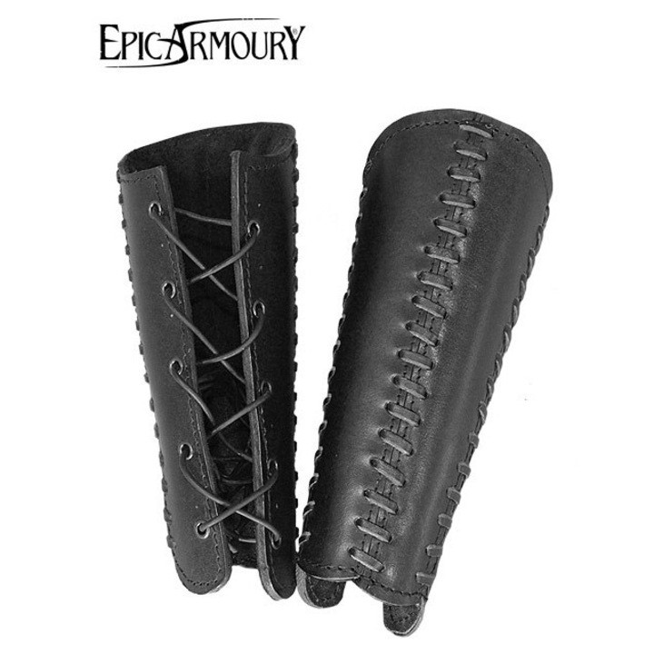 Мъжки презрамки, Epic Armoury, Накитници Squire, кожа, черен, комплект, размер S