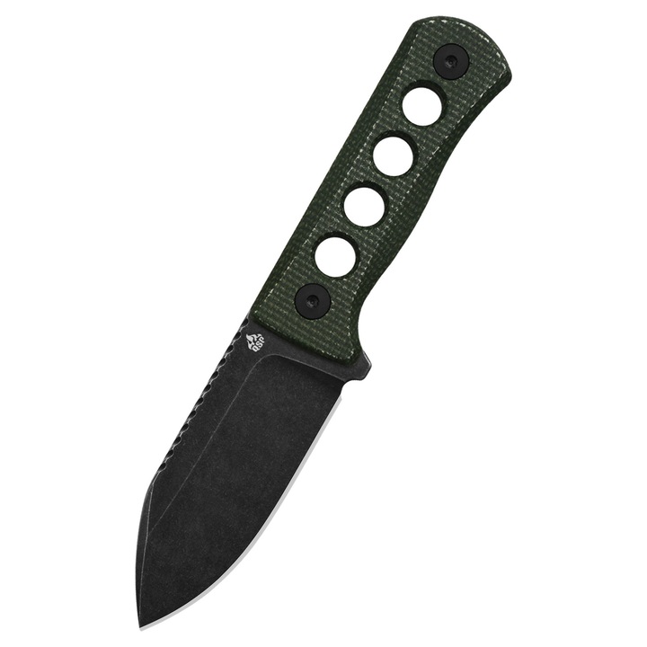 Cutit QSP Knife Canary, lama 14C28N neagra, maner G-10 verde, 13.4cm, set cu teaca Kydex
