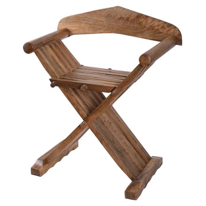 Scaun pliant medieval, Ulfberth, Lemn mango, 70 x 51 cm, 9.7 kg, Maro