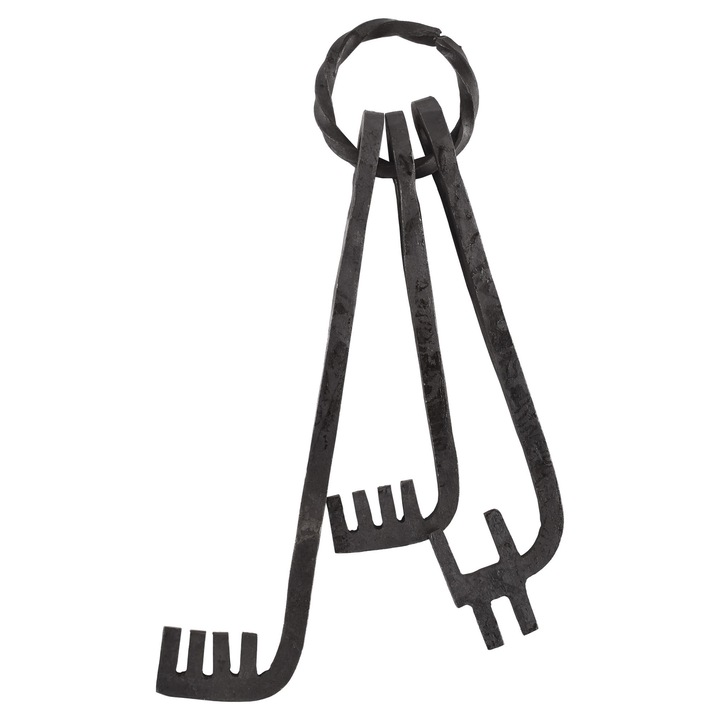 Kulcstartó 3 kézzel kovácsolt kulccsal, Ulfberth, 15cm, LARP kiegészítők