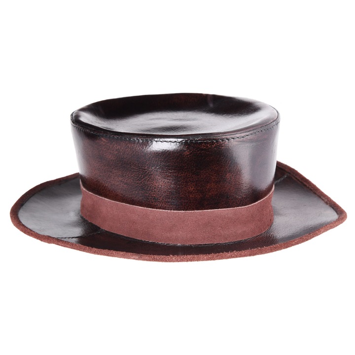 Palarie medievala Ulfberth piele bivol maro latime bor 7.5cm marime L