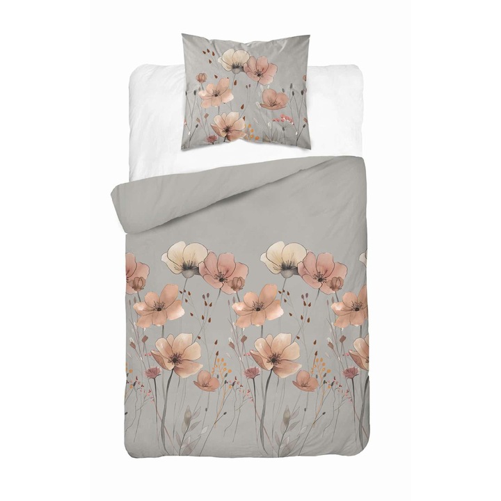 Ágyneműgarnitúra 140x200, Detexpol, szatén pamut, szürke, 2 darab