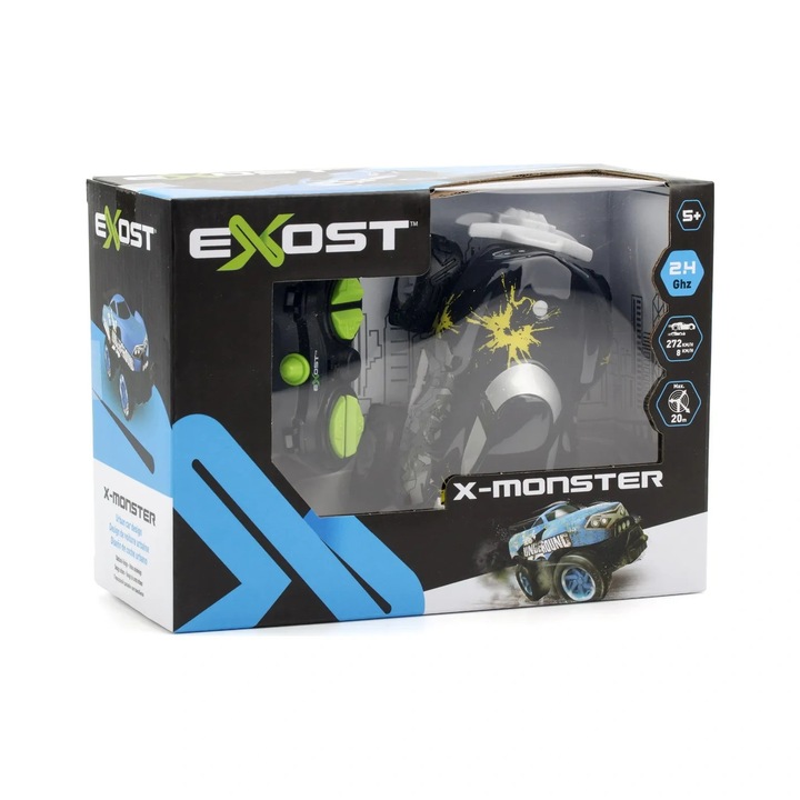 Távirányítós autó exos x monster fekete ezüst