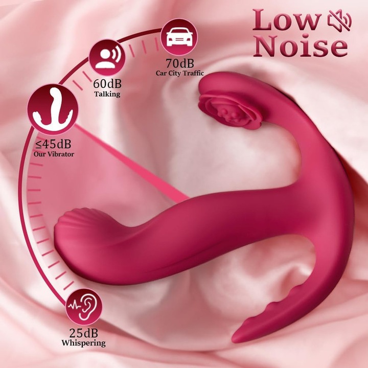 ZEMALIA® вибратор за бикини с дистанционно управление – 10 вибрации, двоен мотор, дизайн роза, водоустойчив, червен