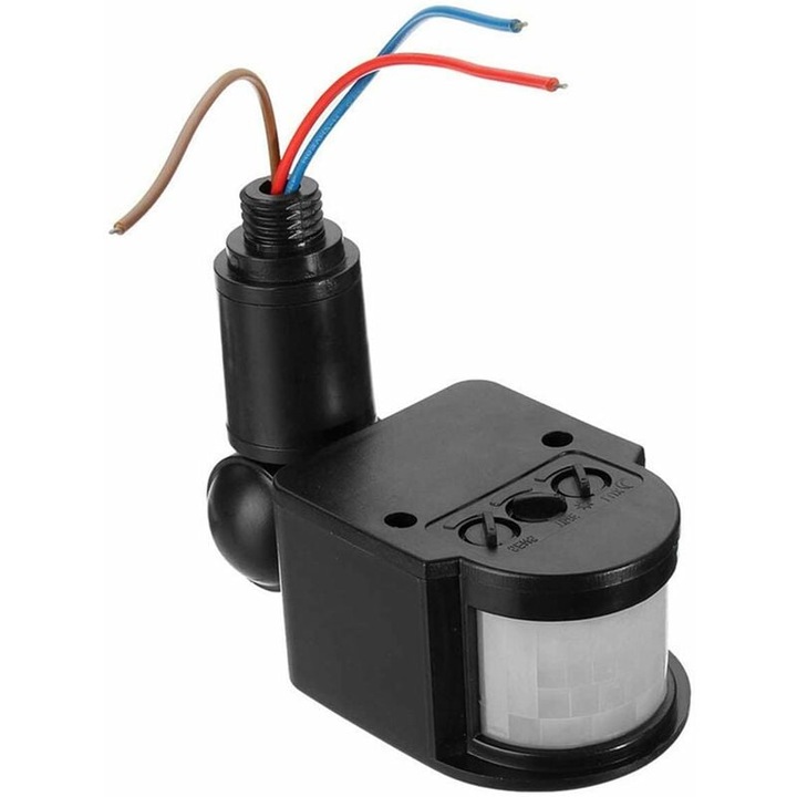 Senzor de miscare infrarosu AC 85V-220V pentru lampa de incarcare, 6x4.7x15.6cm, 18 grade