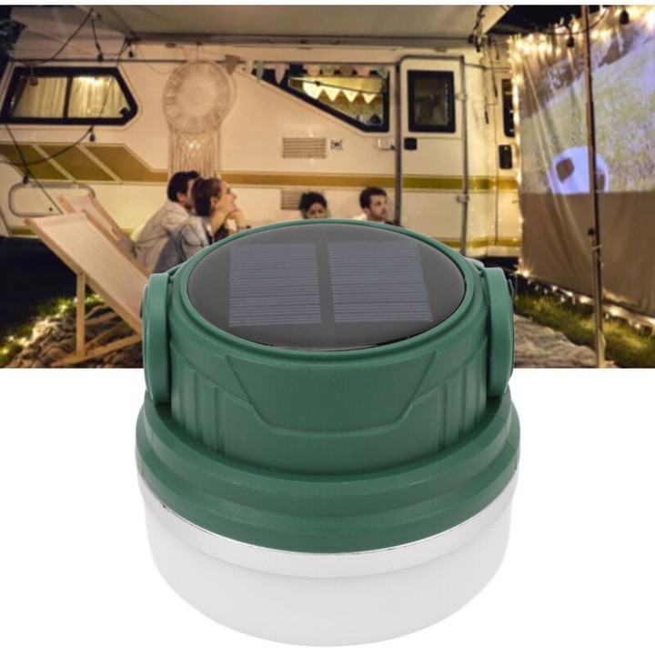 Lampa de camping, 28 LED-uri, incarcare Type-C, verde, 2000mAh