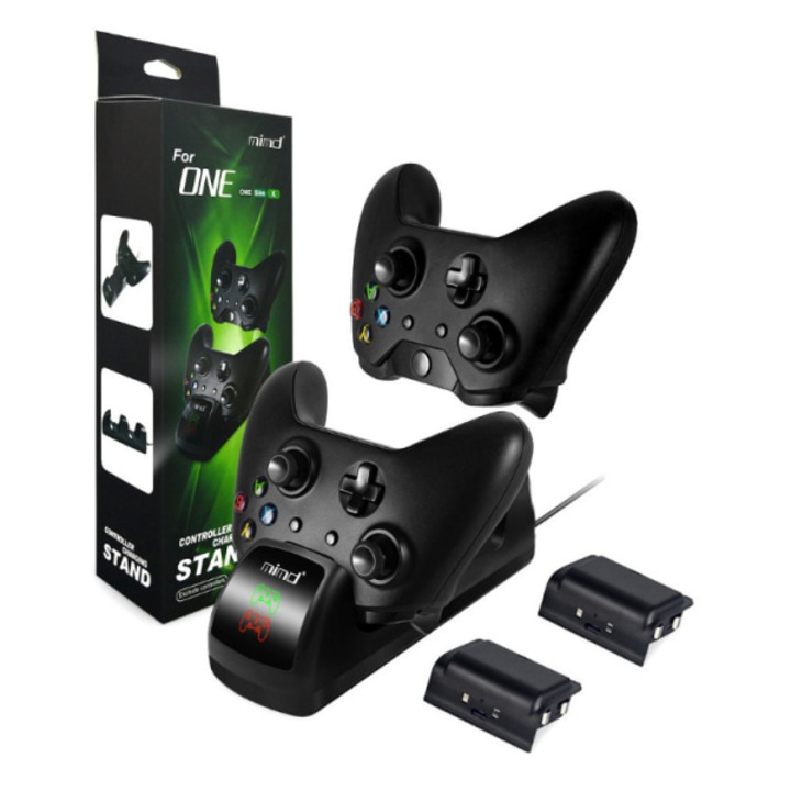 Statie de incarcare pentru controlere Xbox, 2 acumulatori reincarcabili, 1300mAh, protectie supratensiune, cablu USB 31.5"