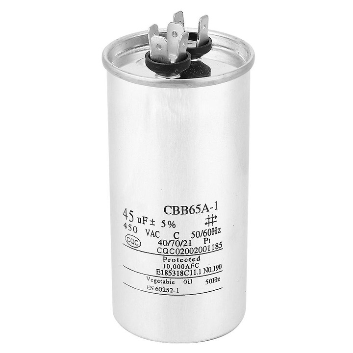 Condensator CBB65 45UF 450V, folie de aluminiu, de pornire pentru compresor de aer conditionat